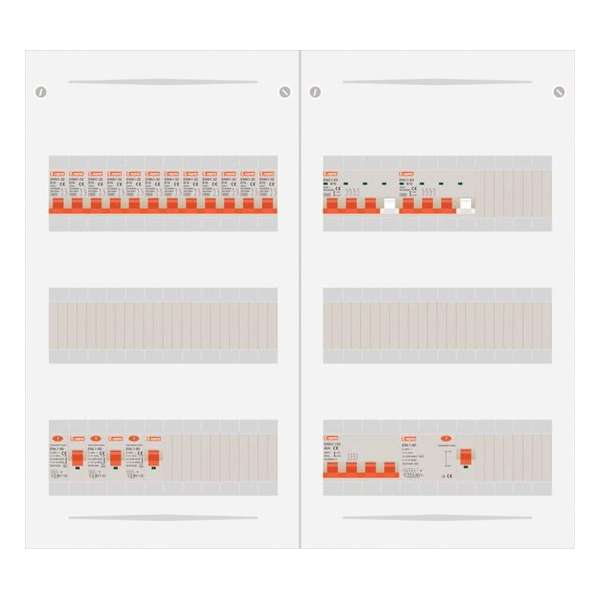 3 fase bedrijfsverdeler 40A met 12 licht groepen en 2 krachtgroepen