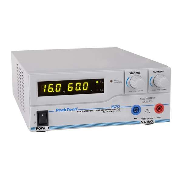 PeakTech 1570 Schakelmodus laboratorium Voeding DC 1 - 16 V / 0 - 60 A met USB