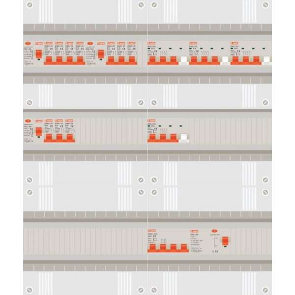 3 fase groepenkast met 10 licht groepen en 4 krachtgroepen