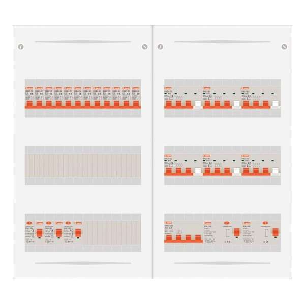 3 fase bedrijfsverdeler 40A met 12 licht groepen en 6 krachtgroepen