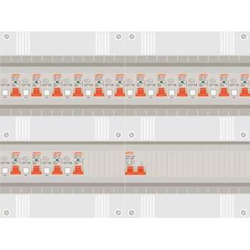1 fase groepenkast met 16 aardlekautomaten