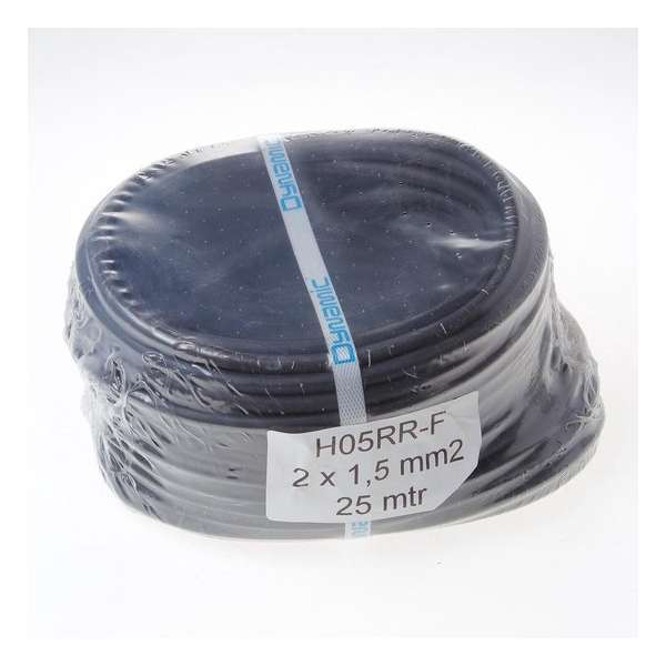 Algemeen Kabel rubber zwart 2 x 1.5mm² x 25 meter (Prijs per stuk)