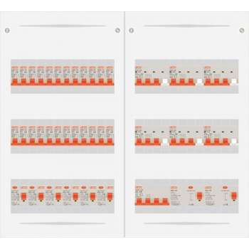 3 fase bedrijfsverdeler 63A met 24 licht groepen en 6 krachtgroepen