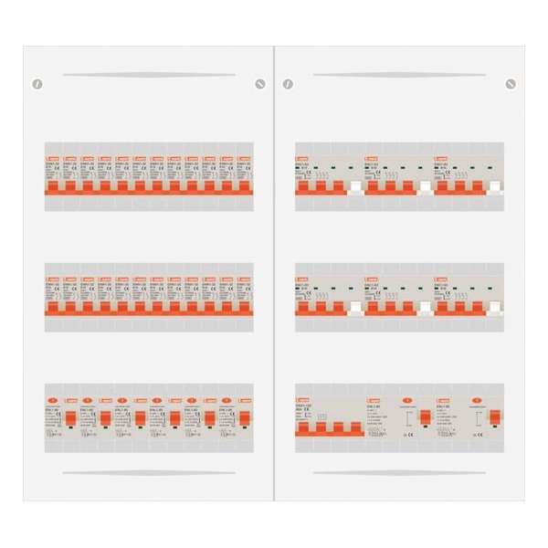 3 fase bedrijfsverdeler 63A met 24 licht groepen en 6 krachtgroepen