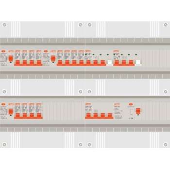 3 fase groepenkast met 12 licht groepen en 2 krachtgroepen