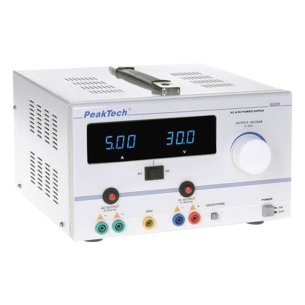 Peaktech 6120: AC / DC laboratoriumvoeding 0 - 30 V / 5 A