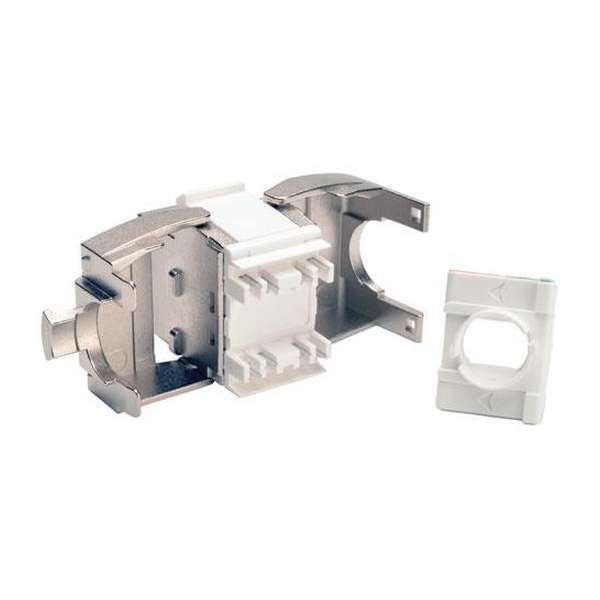 Tripp-Lite N238-001-SH-TFA Toolless Shielded Cat6a Keystone Jack, PoE/PoE+ Compliant, Shuttered - Silver, TAA TrippLite