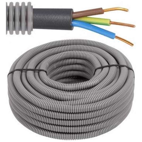 Flexibele voorbedrade buis met XVB kabel - 3G2,5mm² Ø 20mm, 100 meter - FLEX FEXVB325