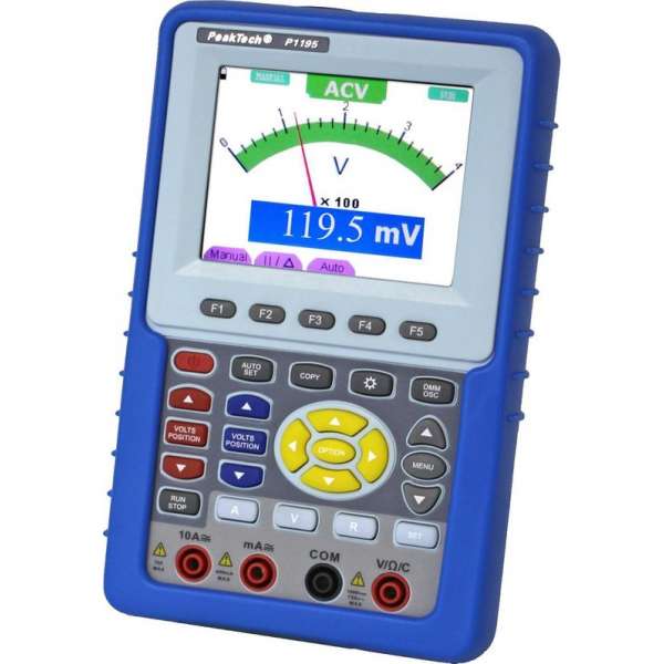 PeakTech 1195 100 MHz / 2 CH ~ 1 GS / s ~ Handheld- Oscilloscoop met digitale multimeter