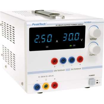 PeakTech 6035 D Digitale laboratoriumvoeding 0 - 30 V / 0 - 2,5 A DC, 5/12 V / 0,5 A vast