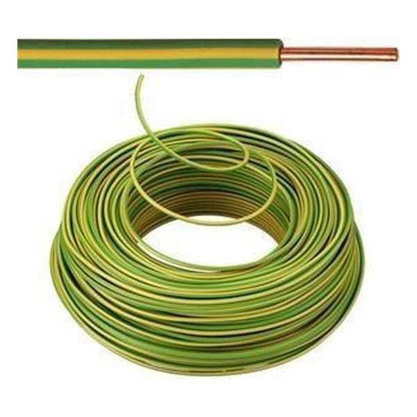 VOB kabel / draad 6 mm² Eca - Geel / Groen (H07V-U) - VOB6GG