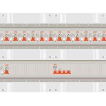 3 fase groepenkast met 13 aardlekautomaten