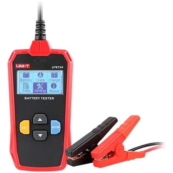 UNI-T UT673A accu tester met LCD display voor accu in auto, motor, boot, zonne energie of alarmsysteem