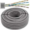 Flexibele voorbedrade buis met UTP kabel - cat. 6, 4x2x0,5mm Ø 16mm, 100 meter - FLEX FEUTP6