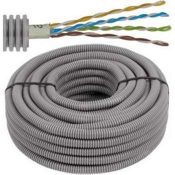 Flexibele voorbedrade buis met UTP kabel - cat. 6, 4x2x0,5mm Ø 16mm, 100 meter - FLEX FEUTP6