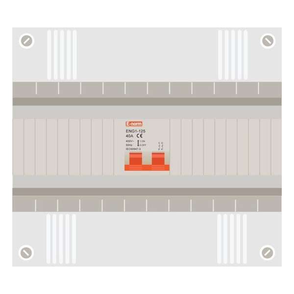 Hoofdschakelaar 2p 63a in 12 modulen kast met buisinvoer
