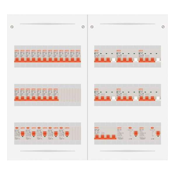 3 fase bedrijfsverdeler 63A met 20 licht groepen en 6 krachtgroepen