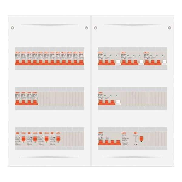 3 fase bedrijfsverdeler 40A met 16 licht groepen en 4 krachtgroepen