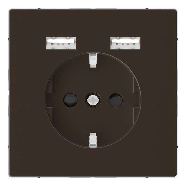 Stopcontact - Inbouw - Randaarde - USB Type A+A - Mocca Metallic - Systeem Design - Schneider Electric - MTN2366-6052