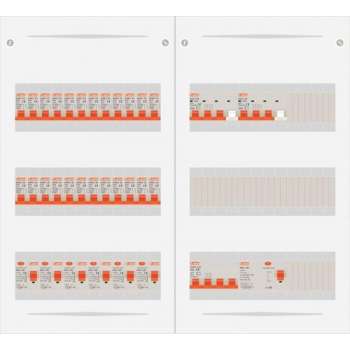 3 fase bedrijfsverdeler 63A met 24 licht groepen en 2 krachtgroepen