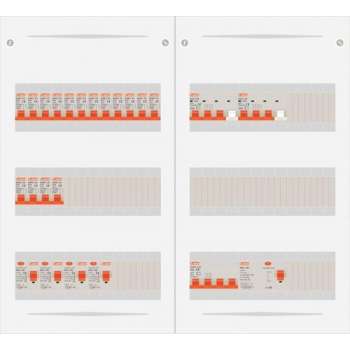 3 fase bedrijfsverdeler 40A met 16 licht groepen en 2 krachtgroepen