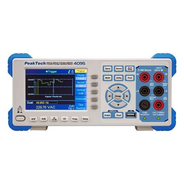 PeakTech 4095 Grafische bankmultimeter ~ 60.000 tellingen ~ met TFT, datalogger, RS-232, LAN, USB