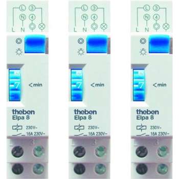 Theben MP008002 ELPA 8 trapverlichtingstimer - traptimer, elektromechanisch, trappenhuisverlichtingstimer, wit, set van 3