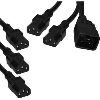 E&T Powercables C20 naar 5x C13 apparaat Y-snoer - 3x 1,00mm / zwart - 1 meter