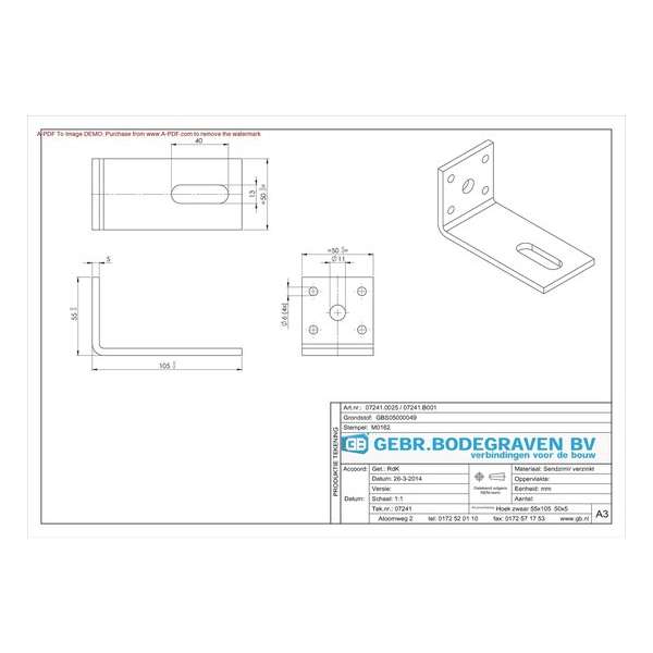 GB Hoekanker zwaar sendzimir verzinkt 55 x 105mm 07241