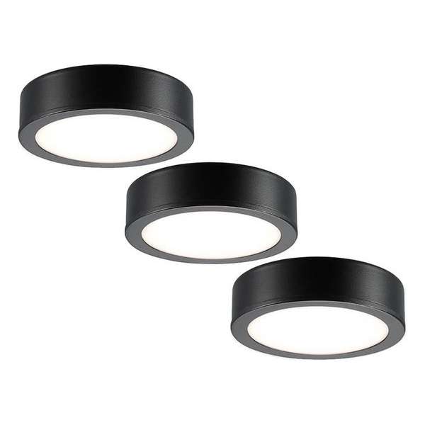 Keukenspot LED - set van 3 - 270 lm - IP20 - zwart 3 x 270 lumen - zwart