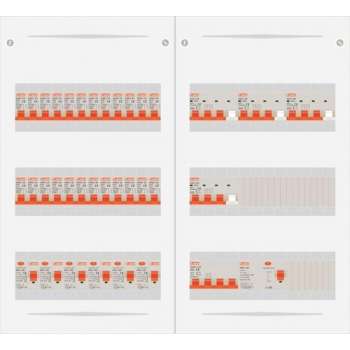 3 fase bedrijfsverdeler 63A met 24 licht groepen en 4 krachtgroepen