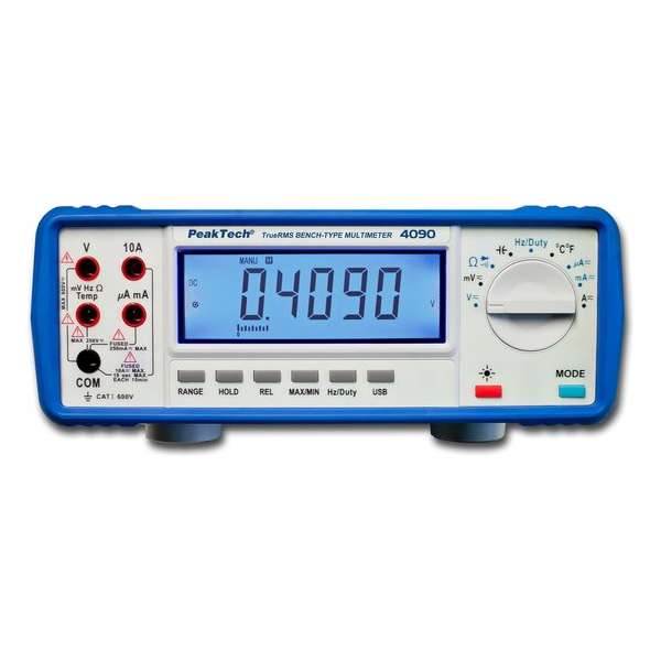 Peaktech 4090: Digital-Bench Multimeter ~ 22.000 counts ~ met USB ~ Grid of op batterijen