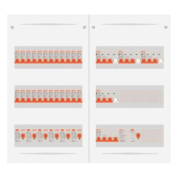 3 fase bedrijfsverdeler 63A met 24 licht groepen en 4 krachtgroepen