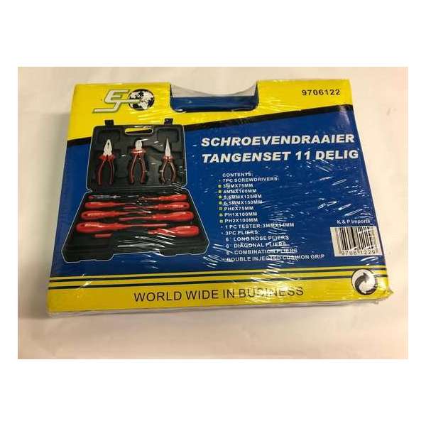 Schroevendraaier- en tangenset 11 delig