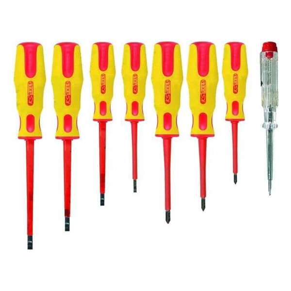 KS Tools schroevendraaier set sleufkop. voltage tester (8 stuks)