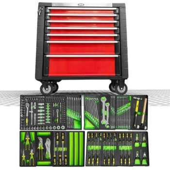 JBM Tools | GEREEDSCHAPSWAGEN MET OMVALBEVEILIGING SYSTEEM, XL-ROOD