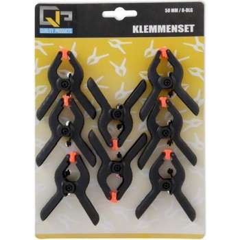 8x Hobby lijmklemmen/veerklemmen 5 cm - Hobby/klusbenodigdheden - Marktkraamklemmen 8 stu