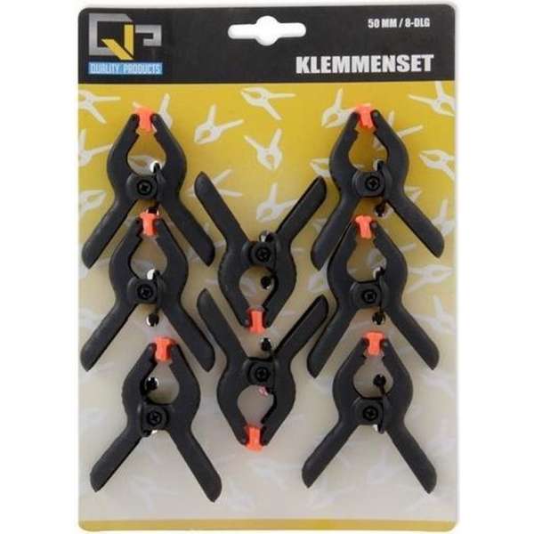 8x Hobby lijmklemmen/veerklemmen 5 cm - Hobby/klusbenodigdheden - Marktkraamklemmen 8 stu