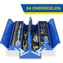 Kinzo Gereedschapsset - Metalen Kist - 64-delig - CR-V-staal - Blauw