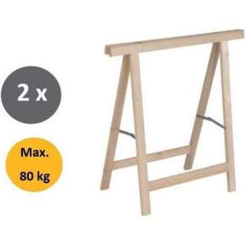 Prohobtools Set 2 stuks houten schraag den 80kg 75x75cm