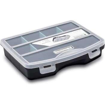 Navaris organizer - Stapelbare opbergdoos - Met verdelers en compartimenten - Schroevendoos - 19 x 15 x 4 cm - Zwart en Wit