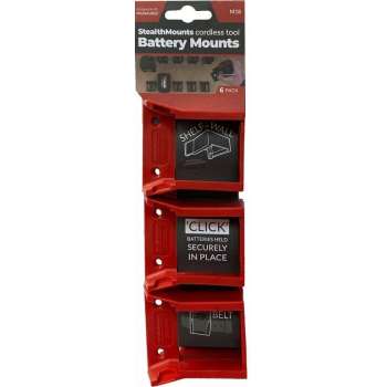 StealthMounts BM-MW18-RED-6 Accuhouder voor Milwaukee M18 - Rood - 6-pack