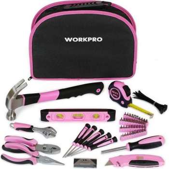 Workpro Gereedschapstas - 63-delige gereedschap set - Gereedschap voor Vrouwen -  Roze - 63 delig