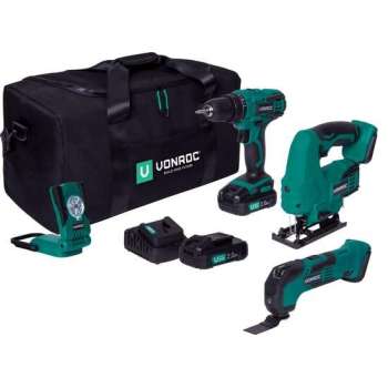 VONROC Gereedschap set VPower 20V – 2x 2.0Ah accu en een sneloplader – Geleverd in handige gereedschapstas