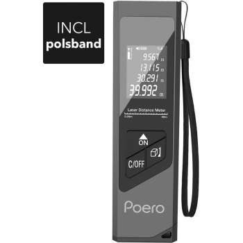 Poero Professionele Laser Afstandsmeter - 40 meter bereik - USB-oplaadbaar - Polsbandje -