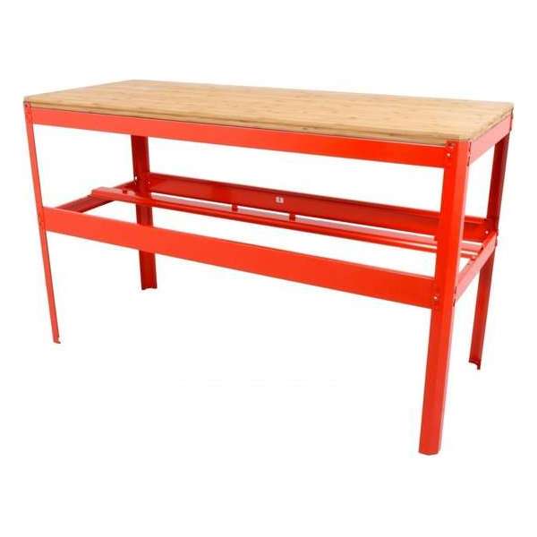 Ragnor werkbank - bamboe werkblad - rood - 150 cm - 98 cm hoog