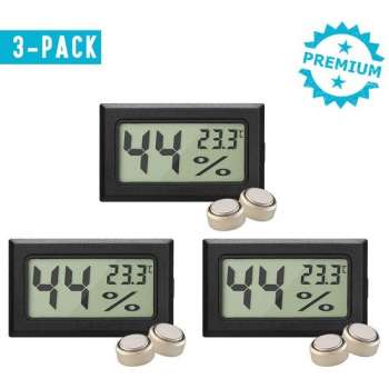 Qitch&Quisine - Hygro - Vochtmeter - Hygrometer - Hygrometer Met Batterijen - Zwart - Inc