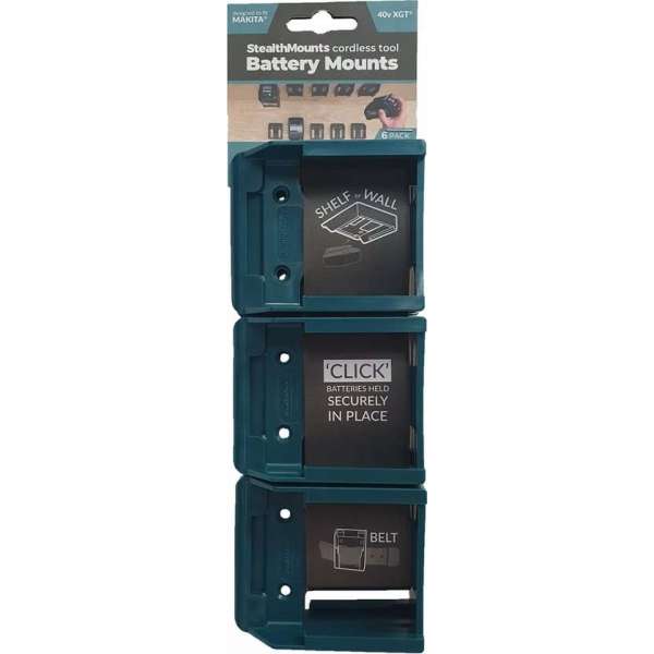 StealthMounts BM-MK40-BLU-6 Accuhouder voor Makita 40V XGT - Blauw - 6-pack