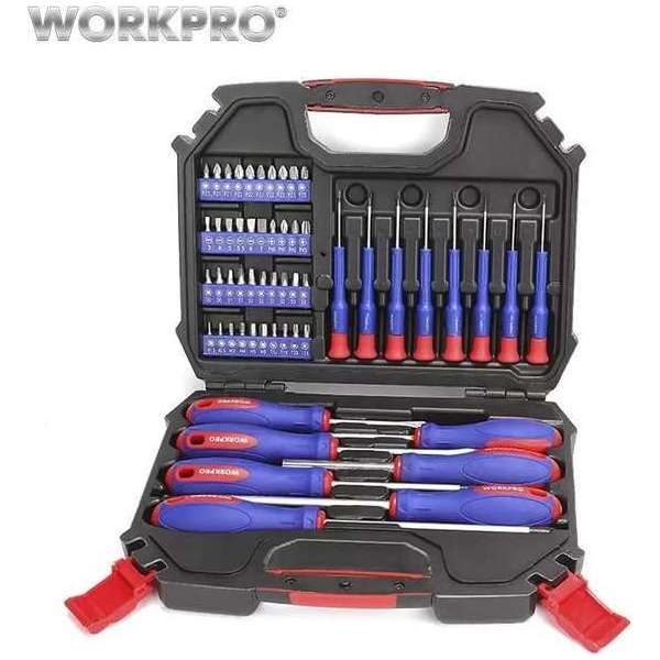 Workpro schroevendraaier en bits set | 55-delig | Met handige en sterke opbergcase | Kwaliteitsgereedschap