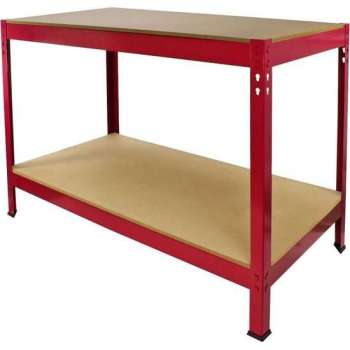 Q-Rax Werkbank - Rood - 120x60x90 cm - Draagkracht: 200 kg per plank - workmate werktafel